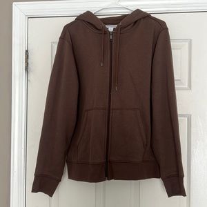 Medium brown zip-up hoodie